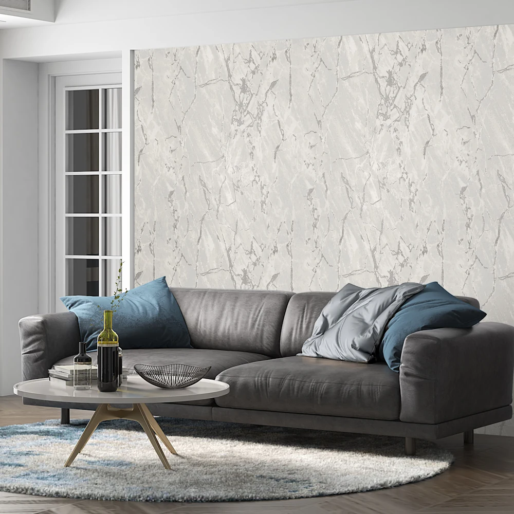 کاغذ دیواری طرح رگهدار / پتینه سفید کد ۱۱۰۷۸ - تصویر 3