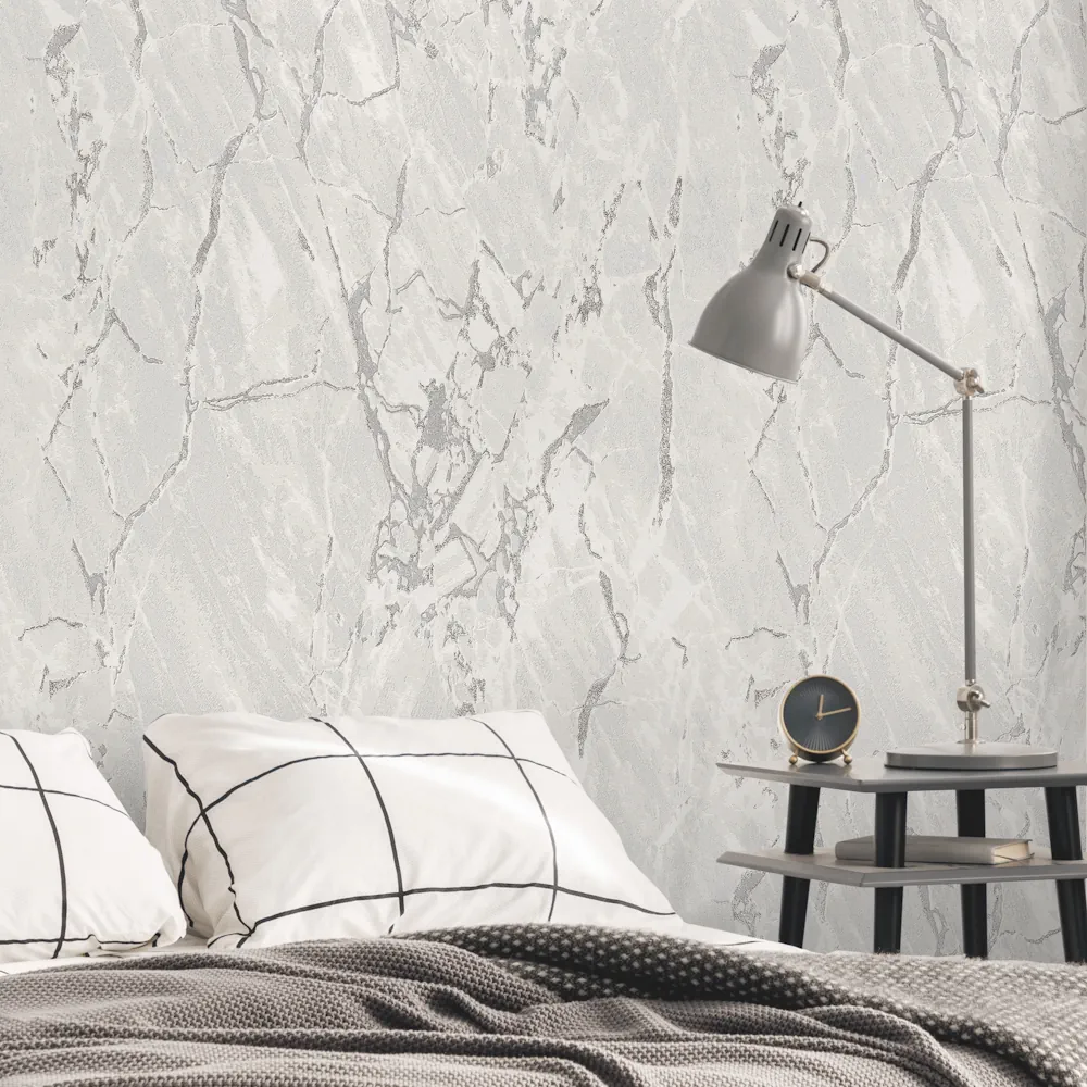 کاغذ دیواری طرح رگهدار / پتینه سفید کد ۱۱۰۷۸ - تصویر 2